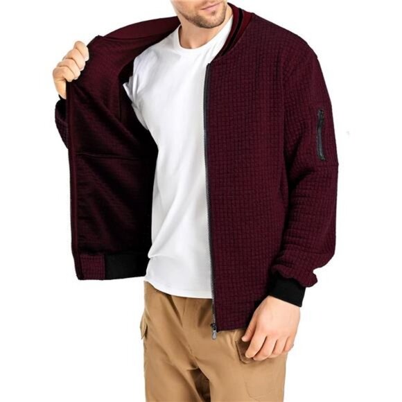 Mens Lightweight Jacket Casual Bomber Jacket Varsity Coat - Picture 2 of 7